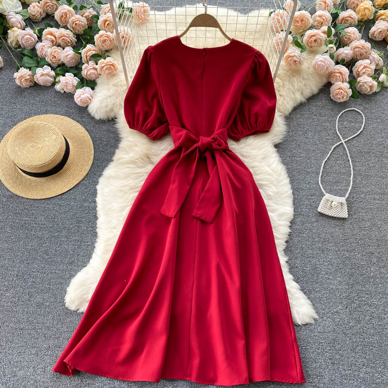 Simple v neck short dress fashion dress  512