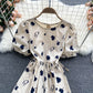 Cute round neck short A line dress fashion dress  562