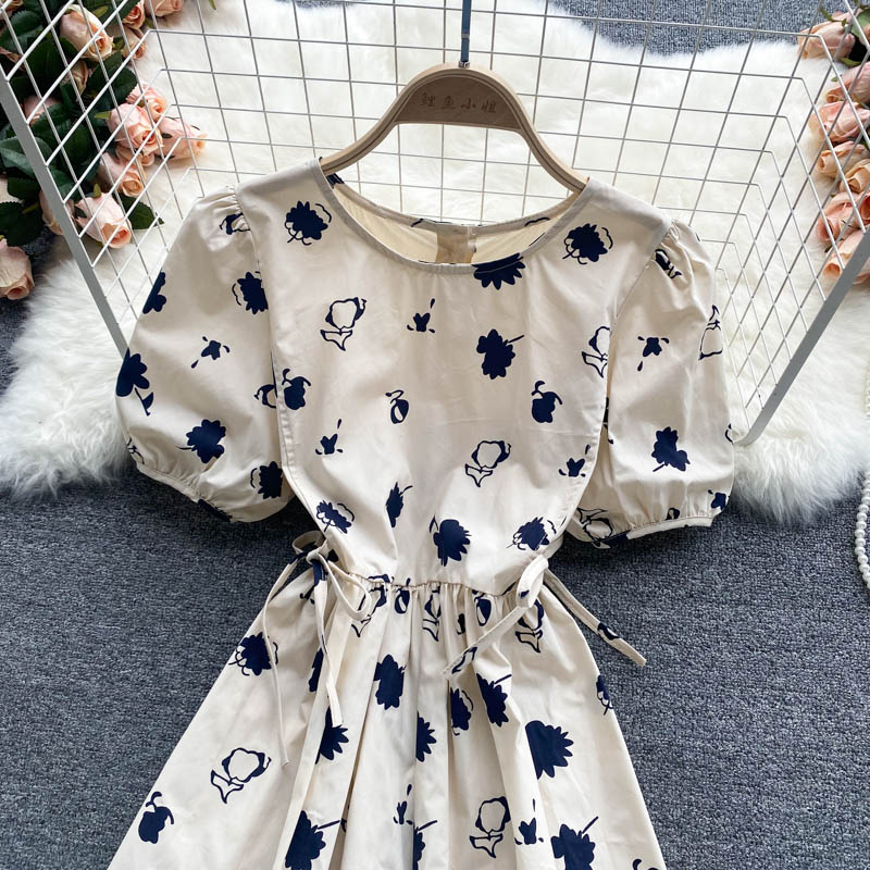 Cute round neck short A line dress fashion dress  562