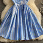 Blue v neck short dress fashion dress  694