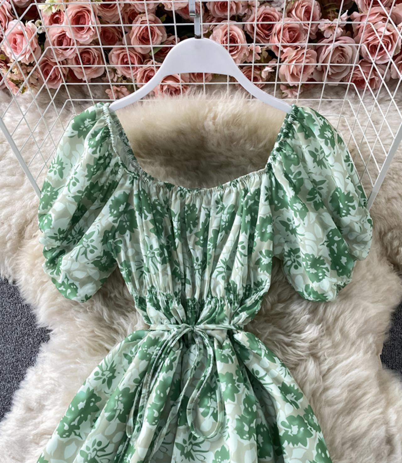 Cute A line floral dress fashion dress  691