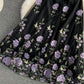 Black lace short dress A line fashion dress  676