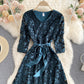 Elegant v neck short A line dress fashion dress  682