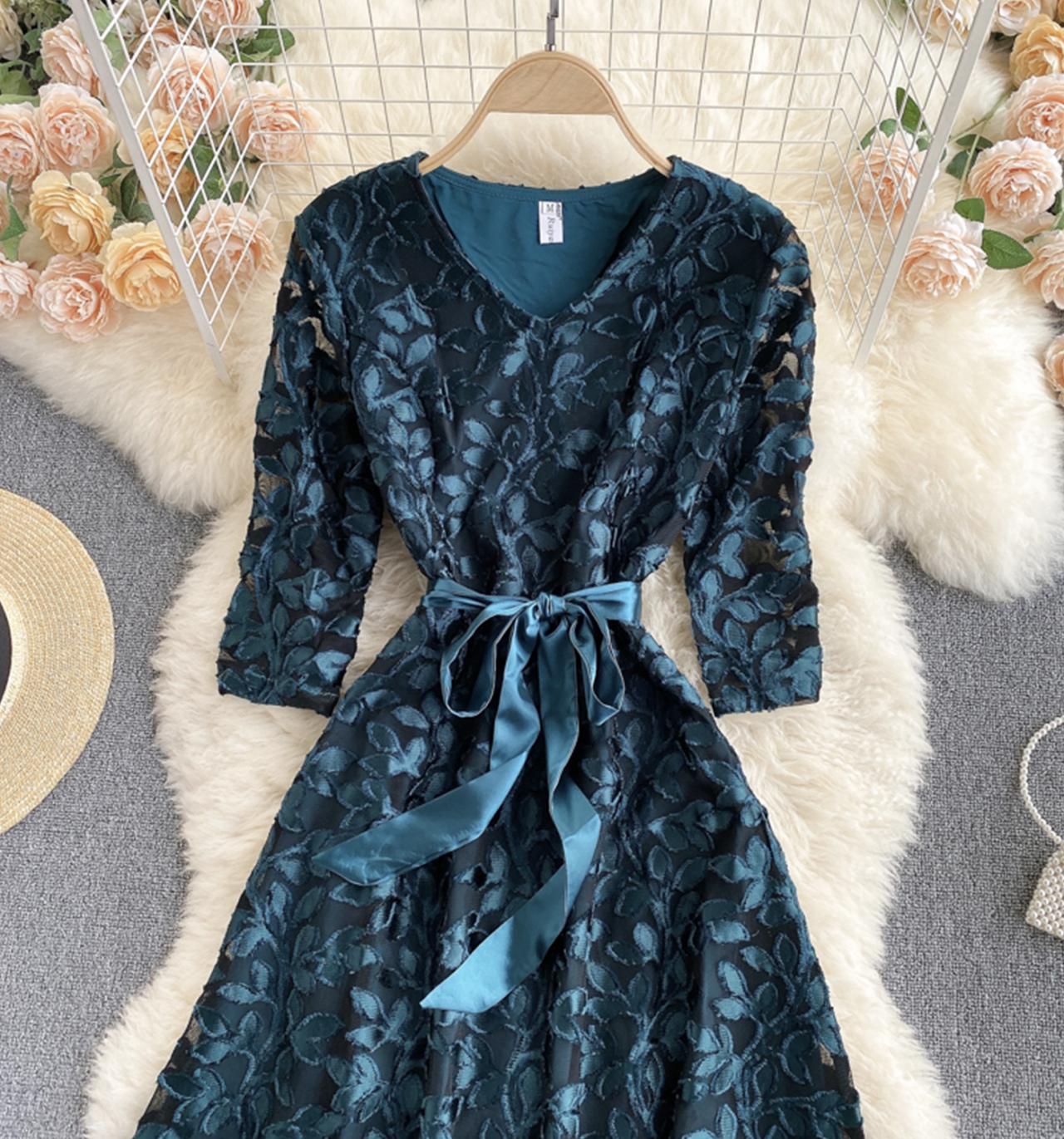 Elegant v neck short A line dress fashion dress  682