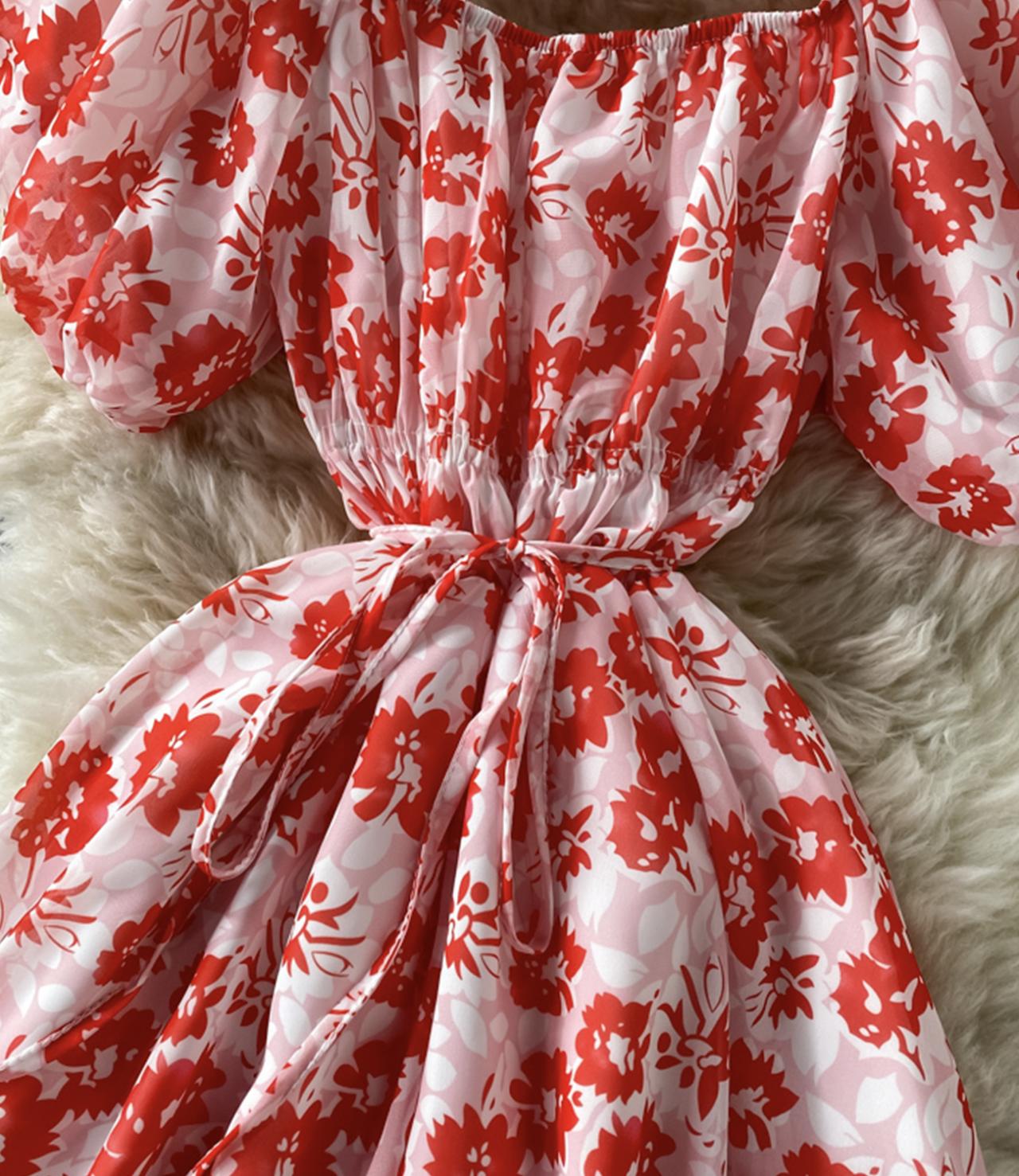Cute A line floral dress fashion dress  691