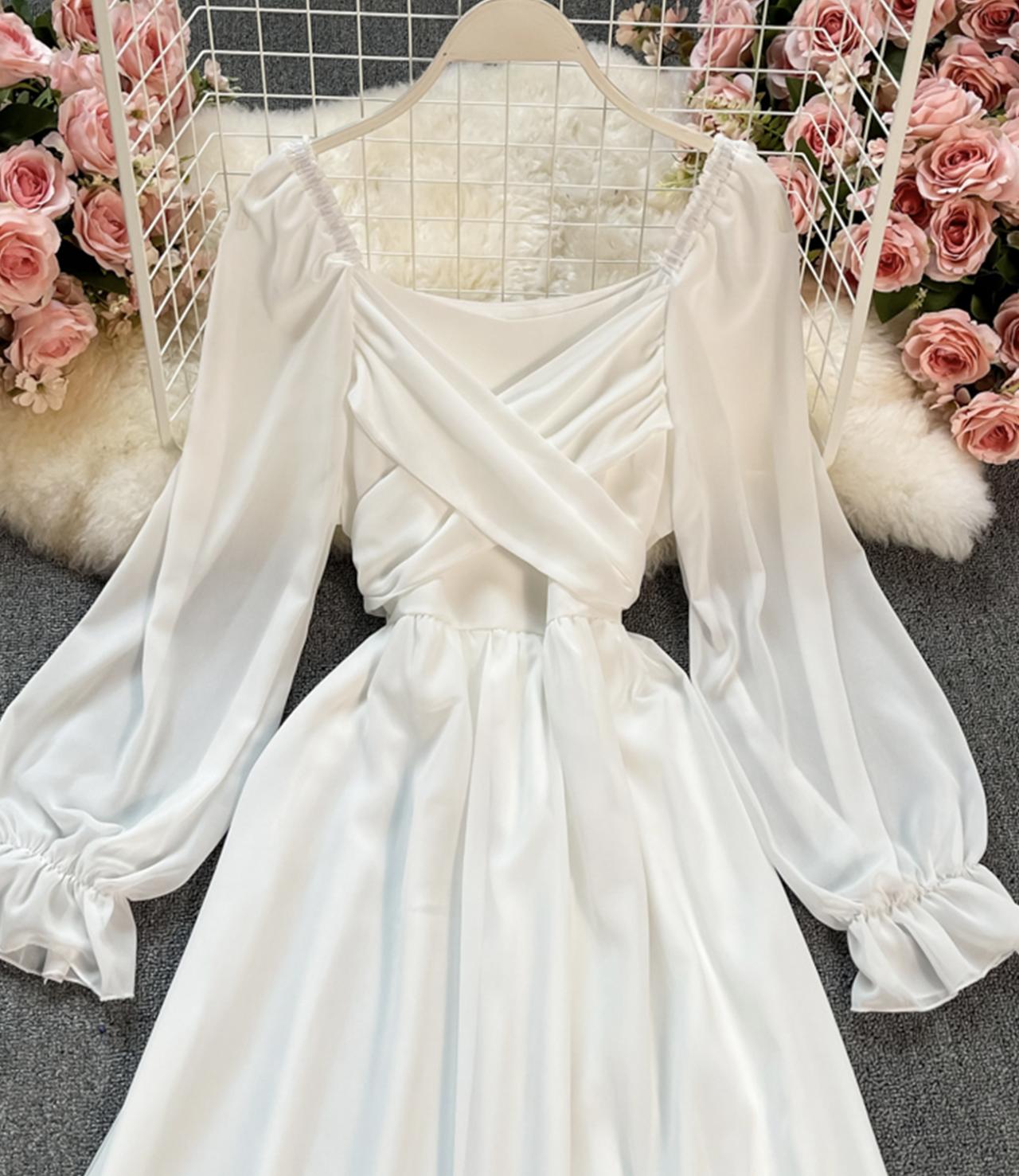 A line chiffon long sleeve dress fashion dress 644