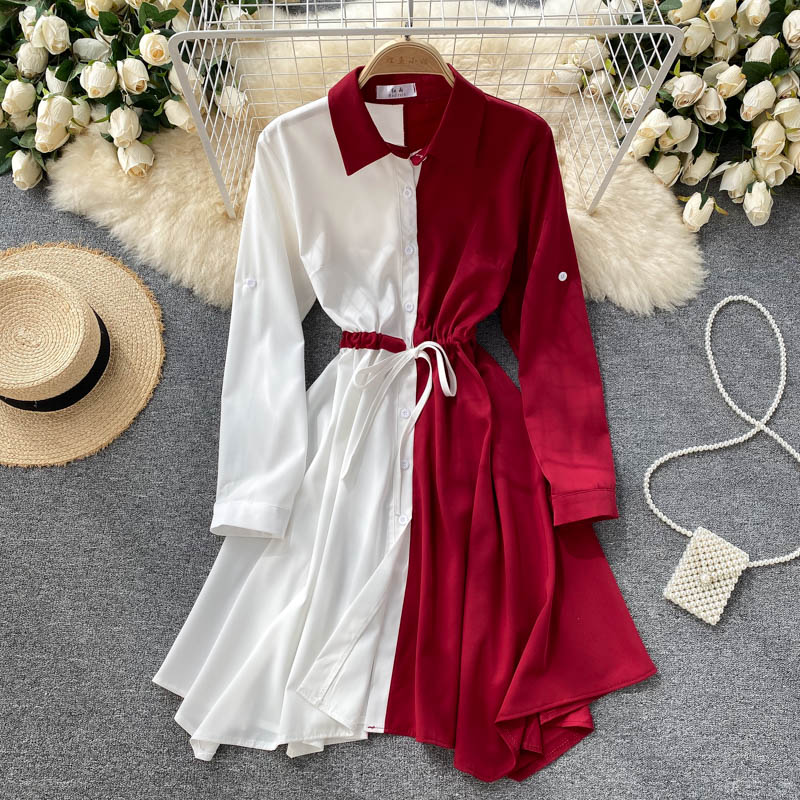 Stylish contrast A line dress  561
