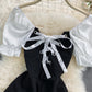 Cute black and white short dress fashion dress  658