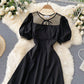 Robe courte transparente à coupe trapèze mignonne, robe tendance 579