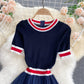 Robe mignonne à col rond et coupe trapèze 514