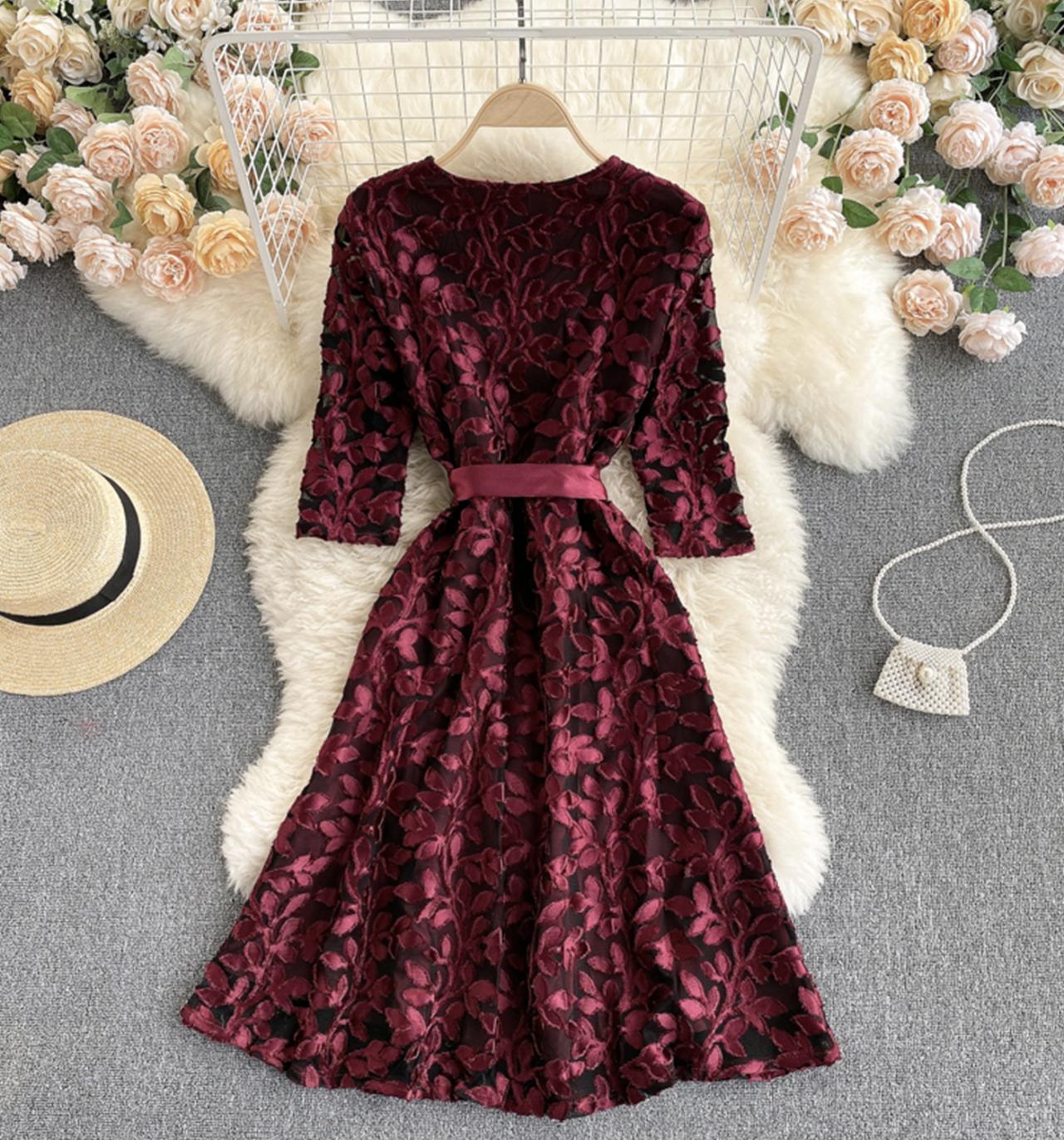 Elegant v neck short A line dress fashion dress  682