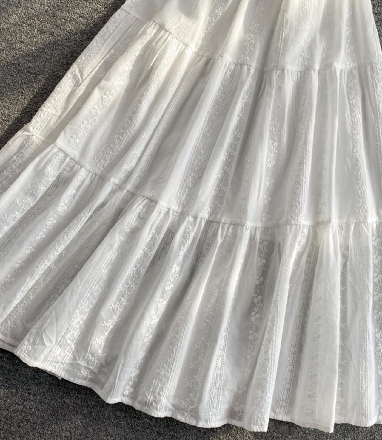 White A line v neck dress fashion dress  669