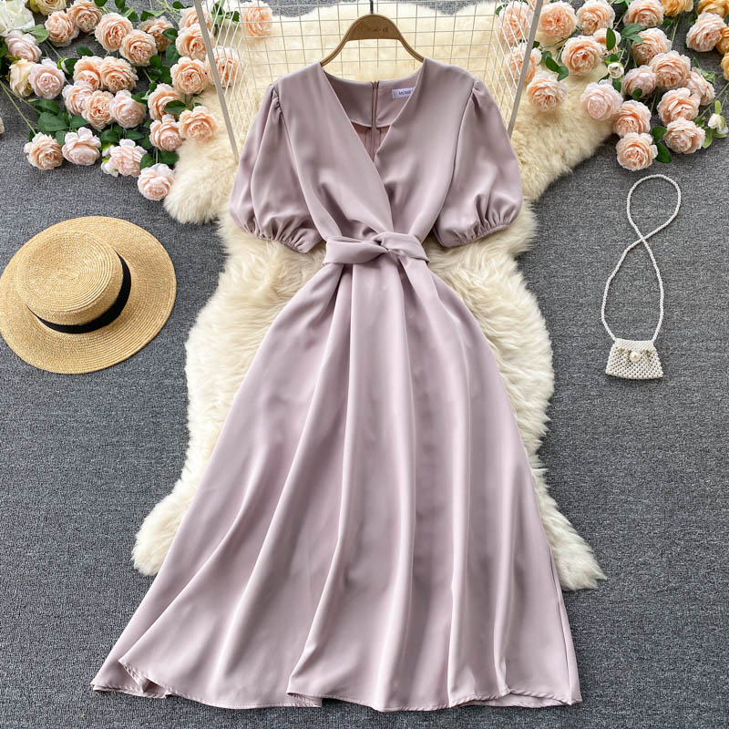 Simple v neck short dress fashion dress  512