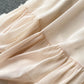 Robe mi-longue en mousseline de soie française à col en V et dentelle douce 609