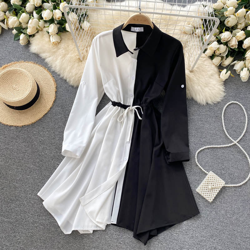 Stylish contrast A line dress  561