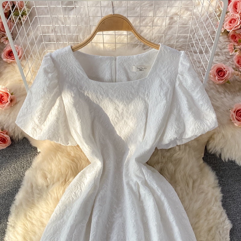 Weißes kurzes Kleid in A-Linie Modekleid 488