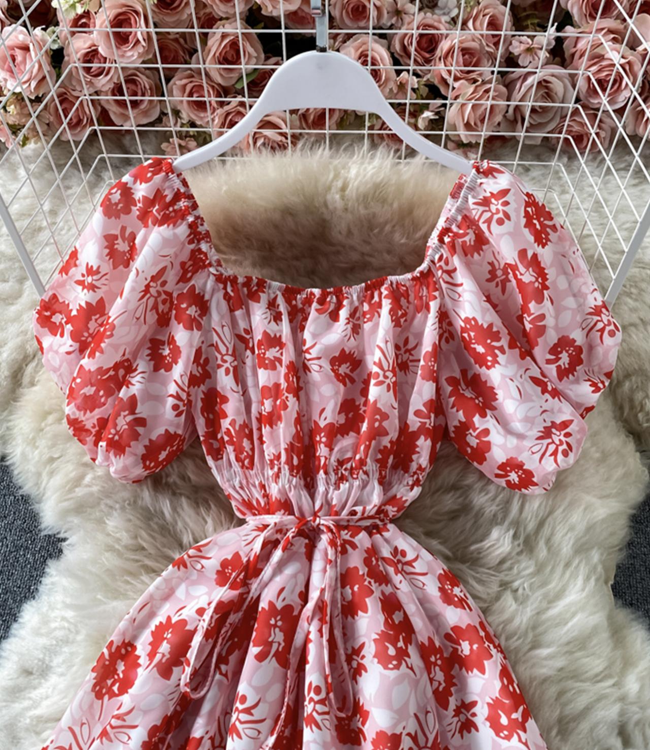 Cute A line floral dress fashion dress  691