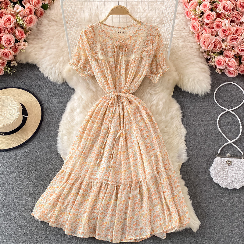 Sweet A line floral short dress fashion dress  565