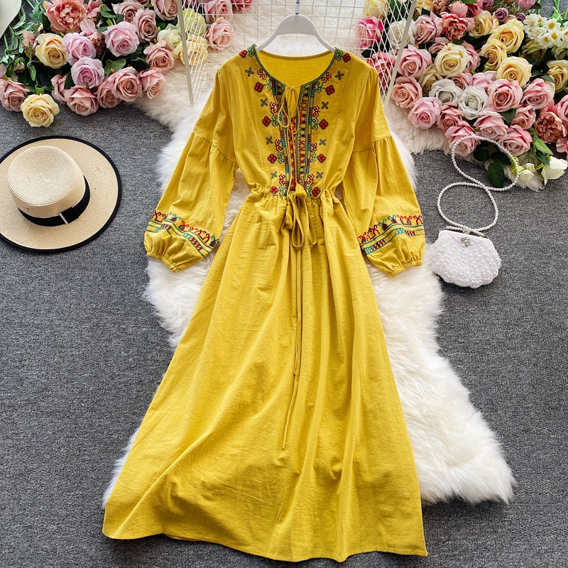 Cute embroidered long sleeve dress  484
