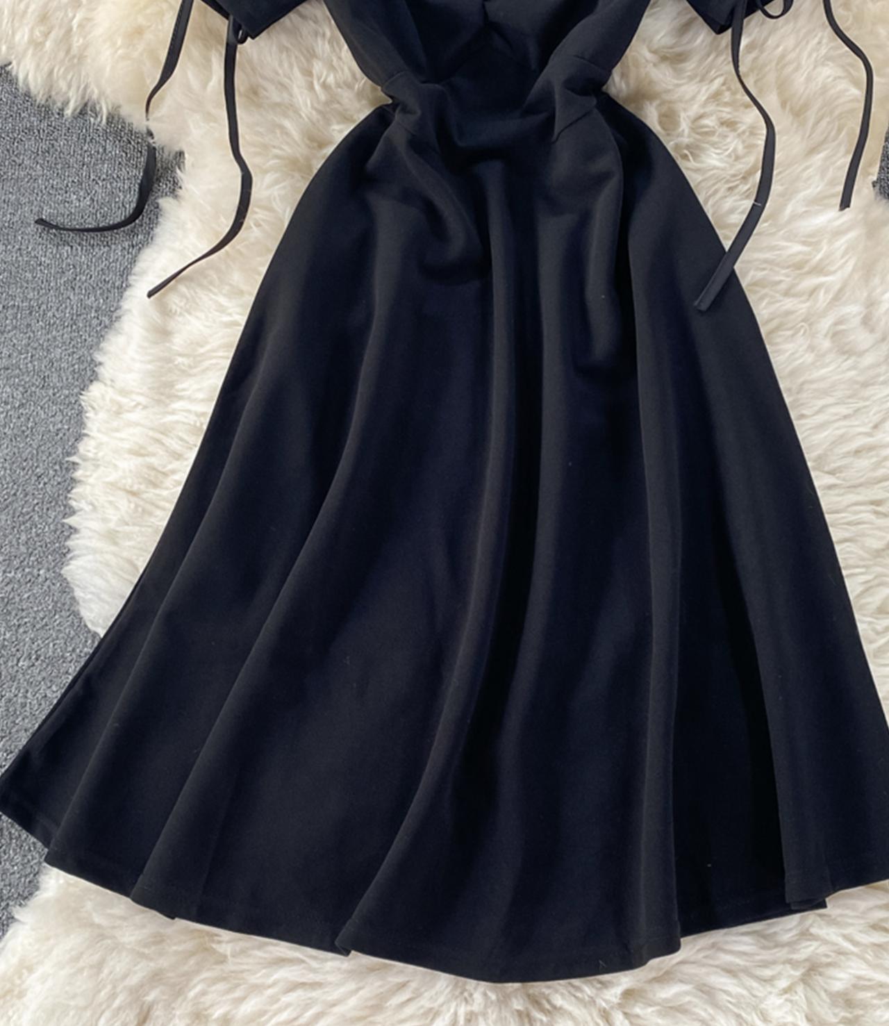 Black A line short dress fashion dress  656