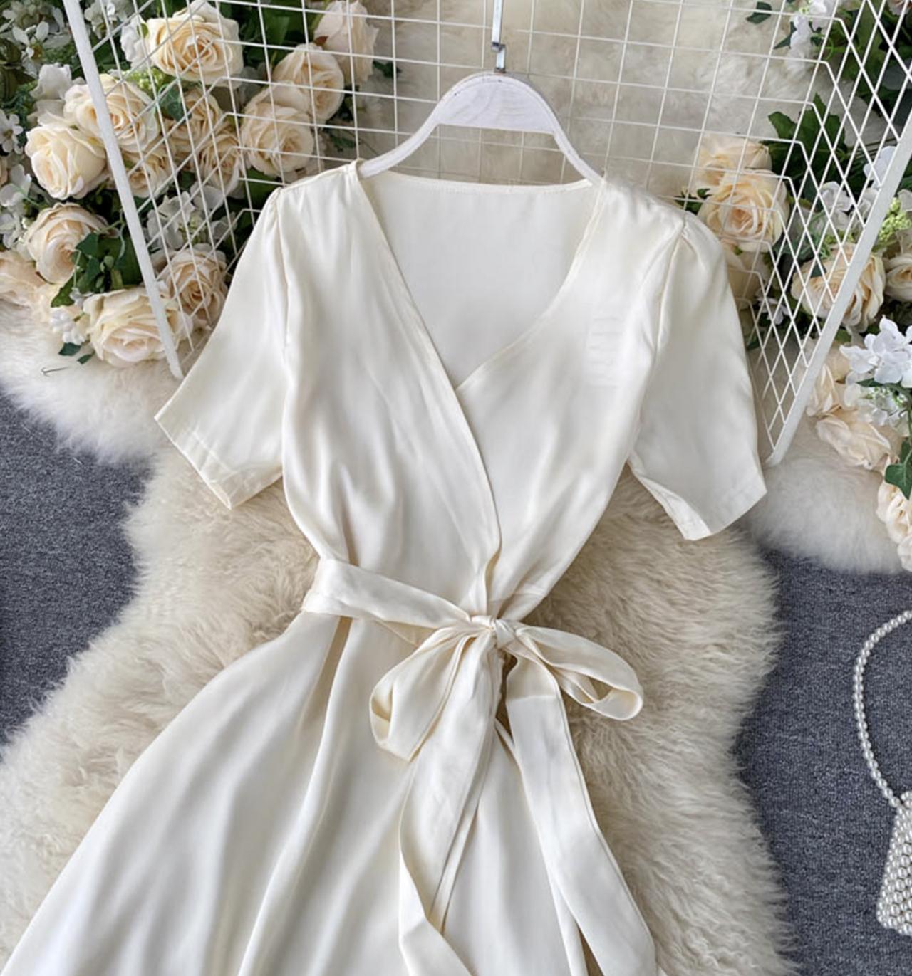 Simple v neck short dress fashion dress  647