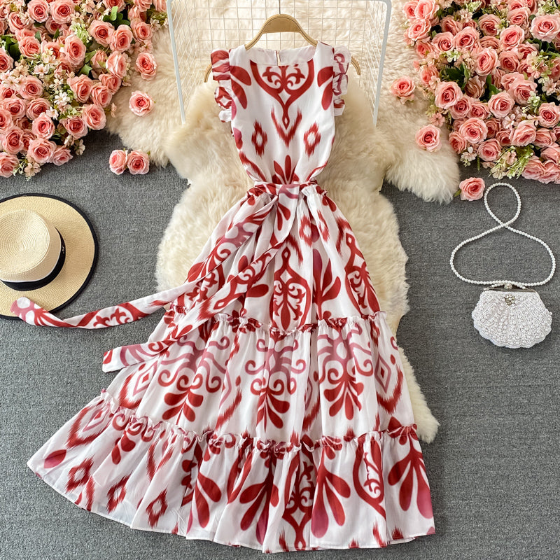 Robe trapèze à col rond et jolie robe tendance 504