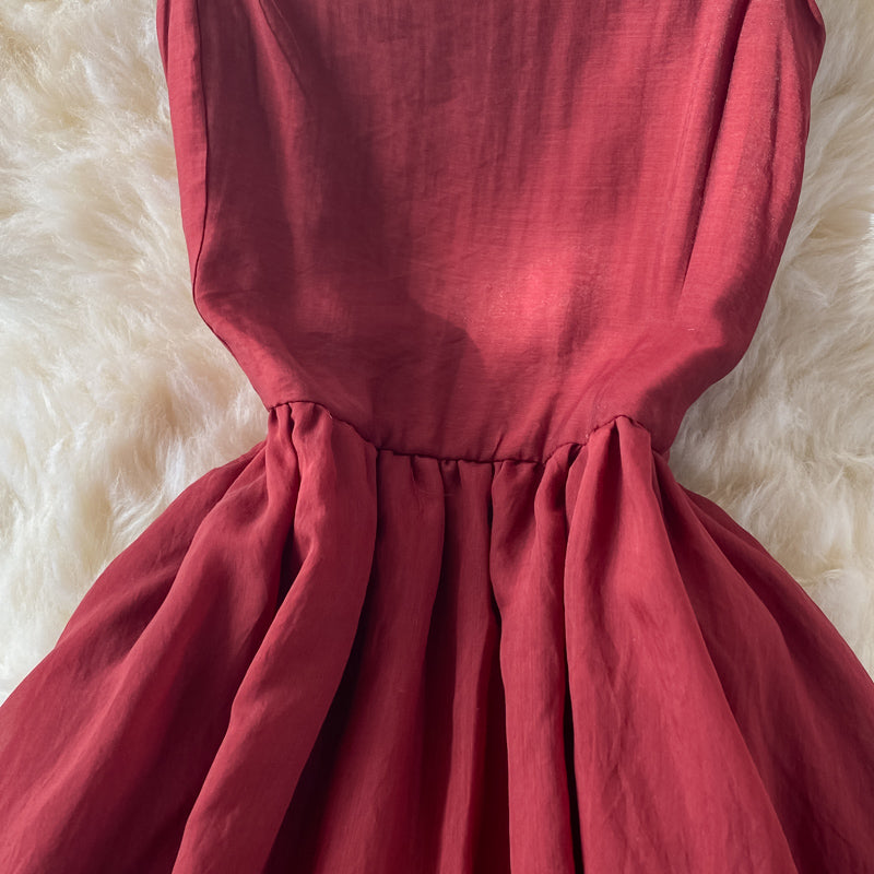 Red A line bow short dress fashion dress  495
