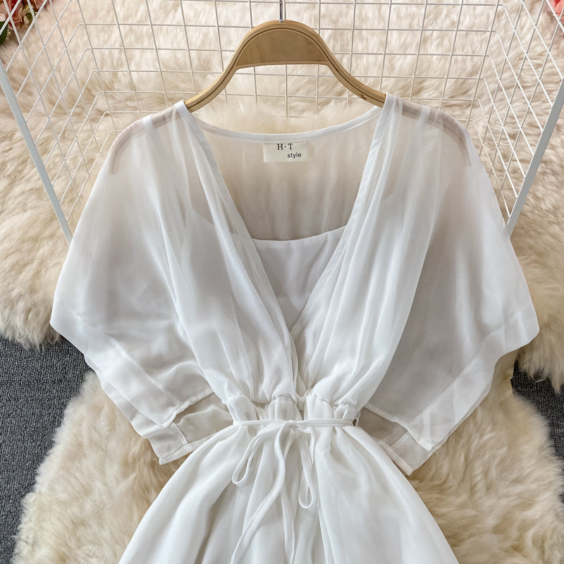Cute v neck A line dress fashion dress  535