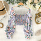 Stylish long-sleeved floral top  314