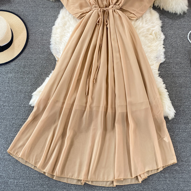 Cute v neck A line dress fashion dress  535