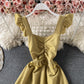 Cute plaid short dress A line dress  693