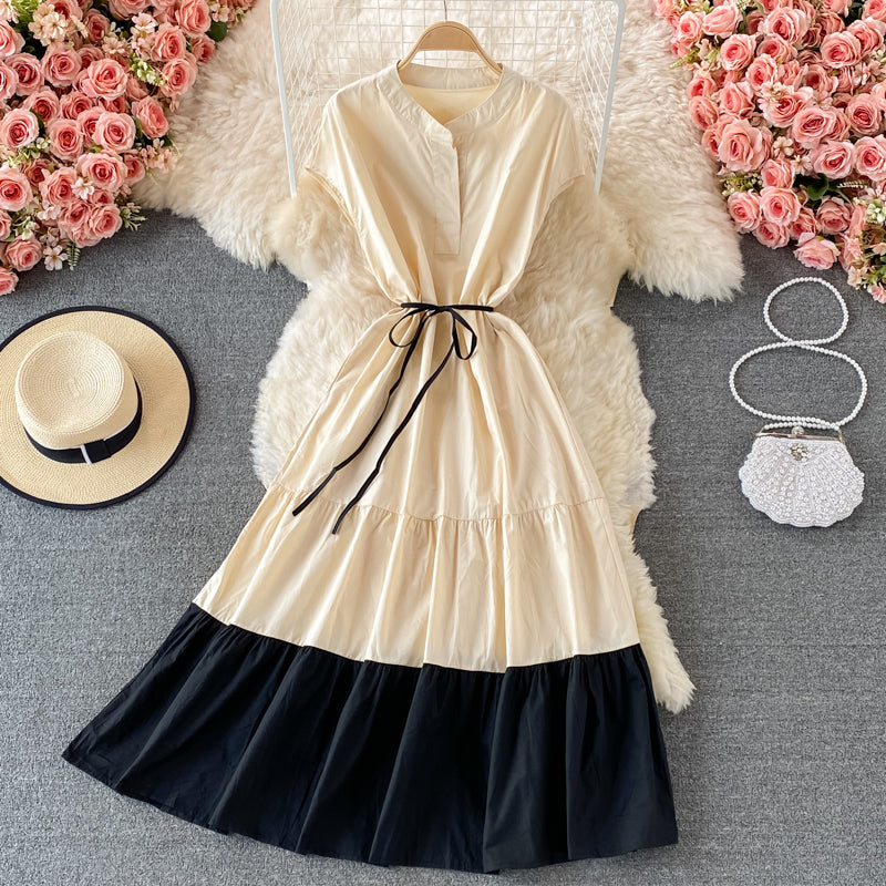 Stylish contrast A line dress  567