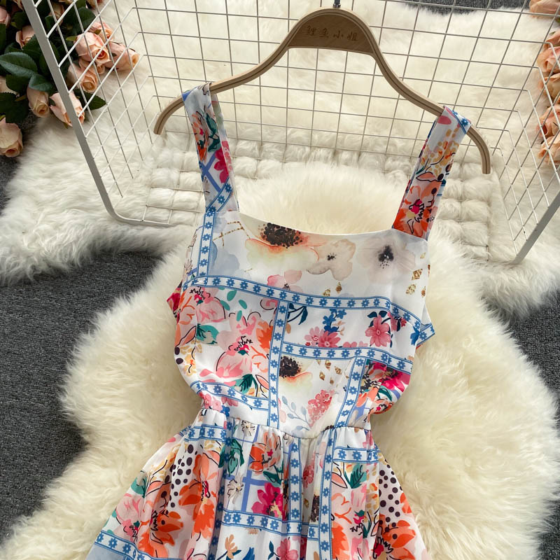Cute A line floral dress fashion dress  559