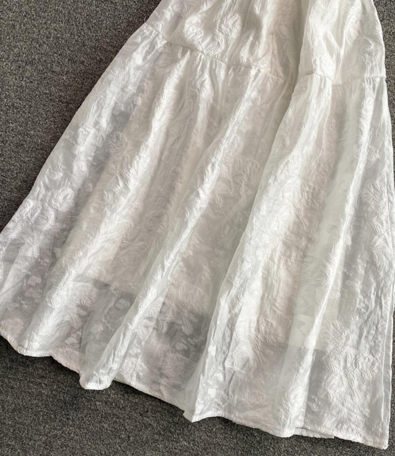 White A line short dress fashion dress 645