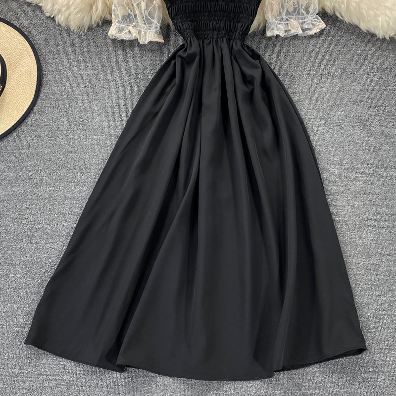 Black A line short dress fashion dress  633