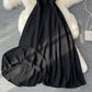 Cute lace short dress black A line dress  606