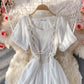 White lace A line short dress fashion dress  497