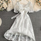 White A line short dress fashion dress 645