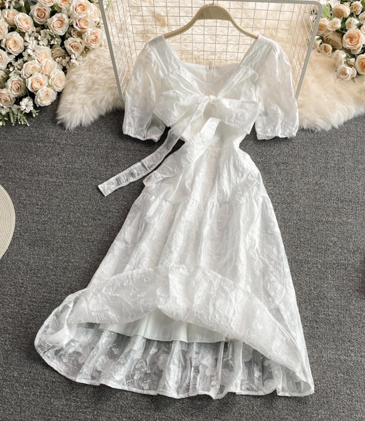 White A line short dress fashion dress 645