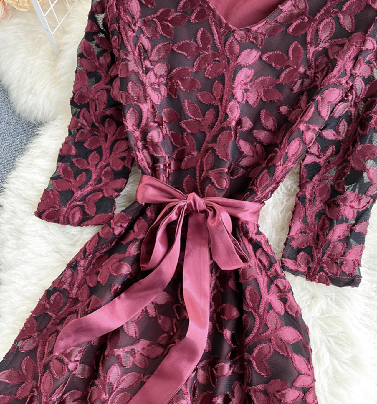 Elegant v neck short A line dress fashion dress  682