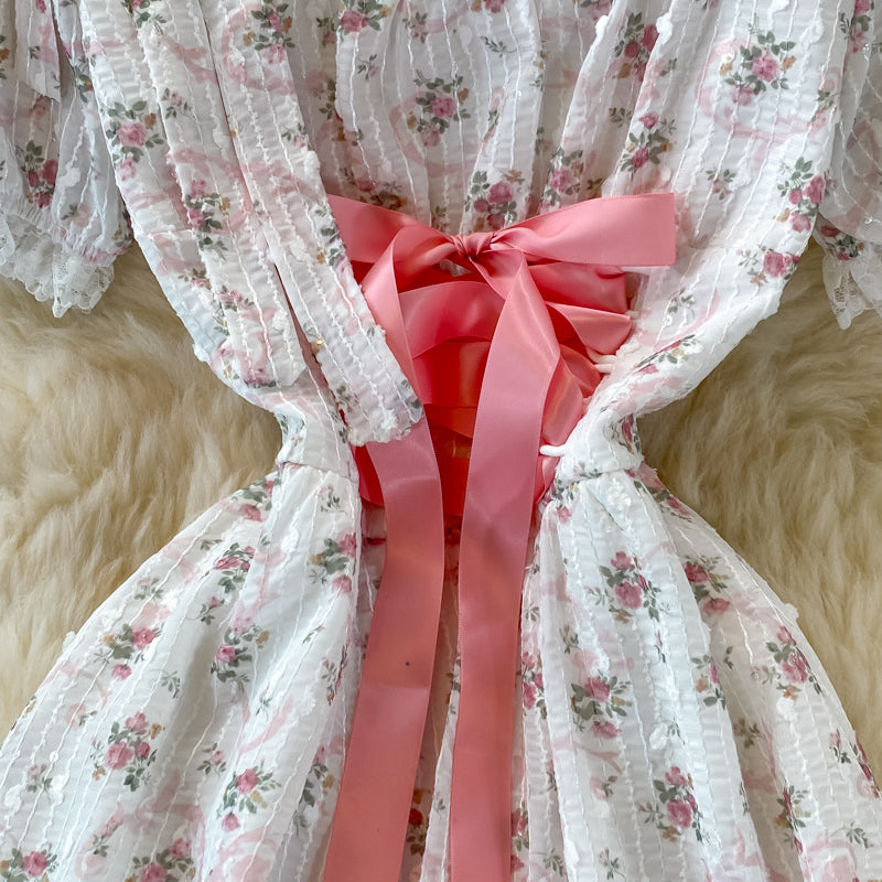 Robe trapèze à fleurs douces et tendance 511