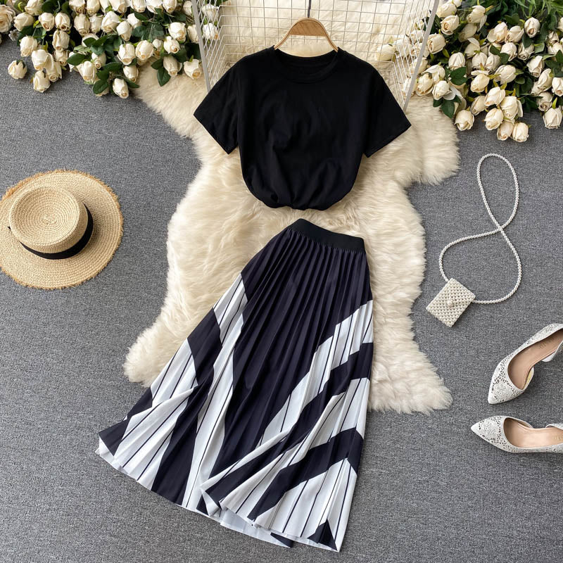 Black A line two pieces dress  662