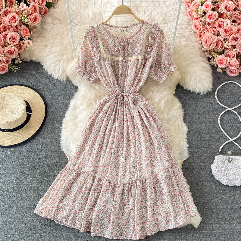Sweet A line floral short dress fashion dress  565