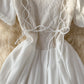 White lace A line short dress fashion dress  497