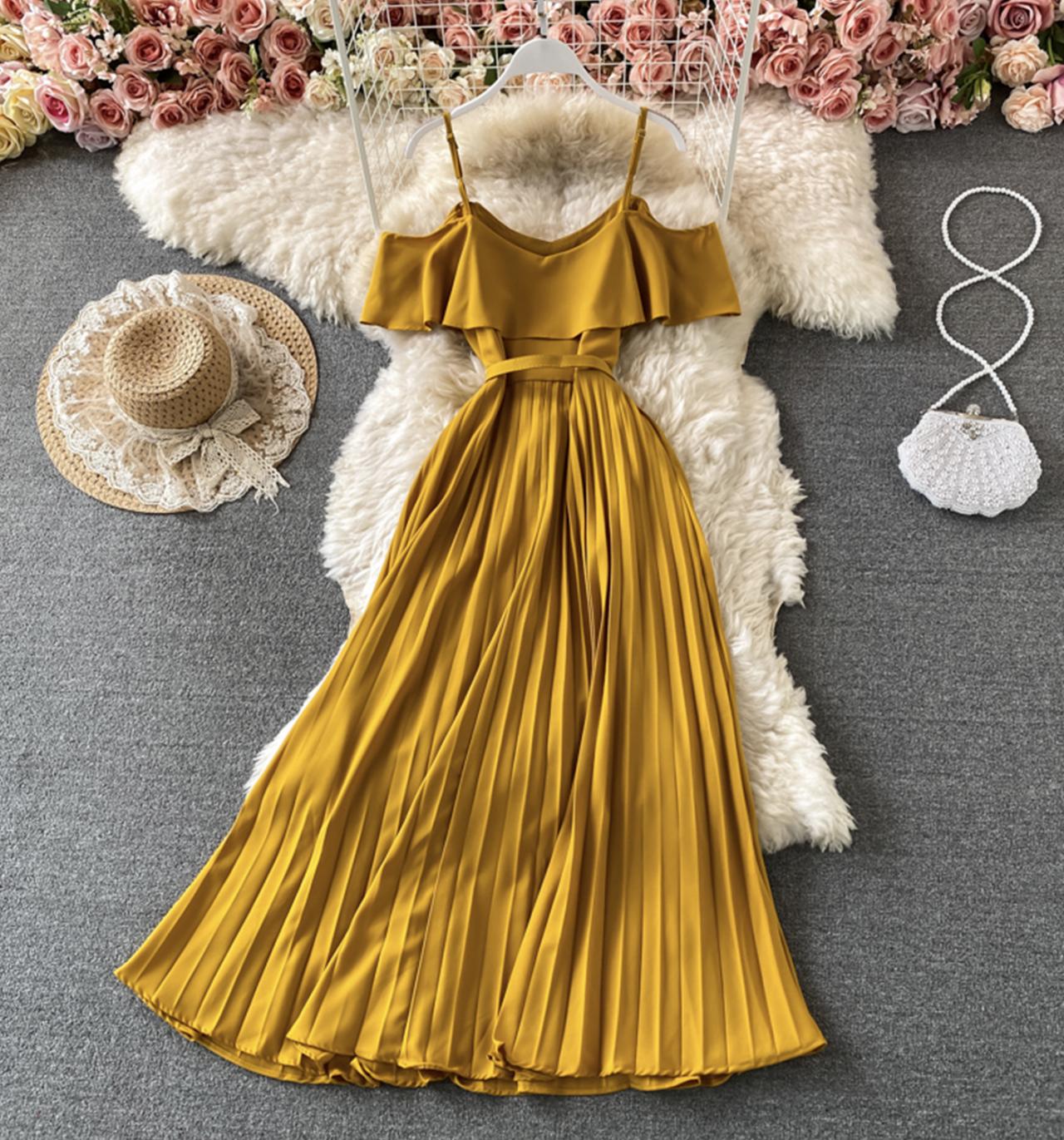 Cute A line dress off shoulder fashion dress  695