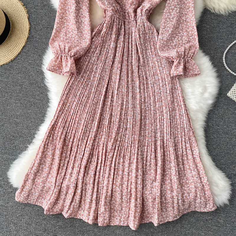 Süßes Blumenkleid mit langen Ärmeln Modekleid 470