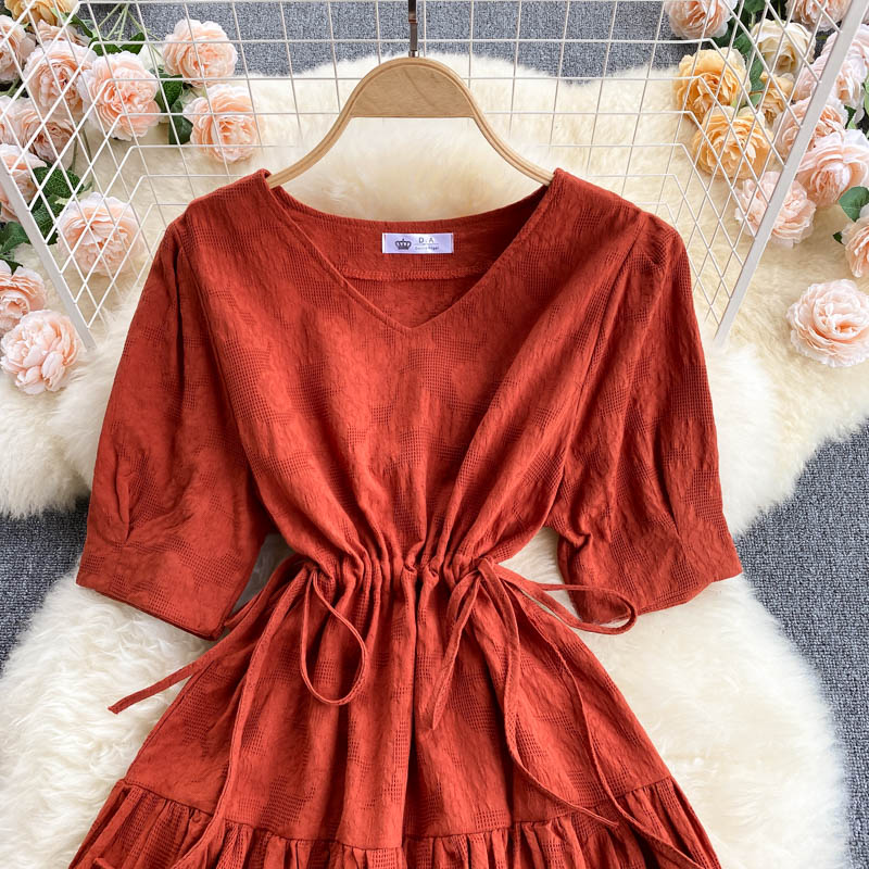 Cute V neck short dress fashion dress  616