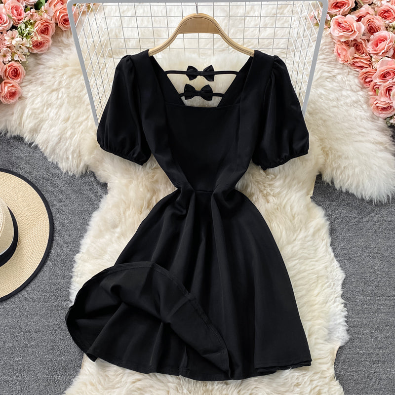 Black A line short dress fashion dress  558