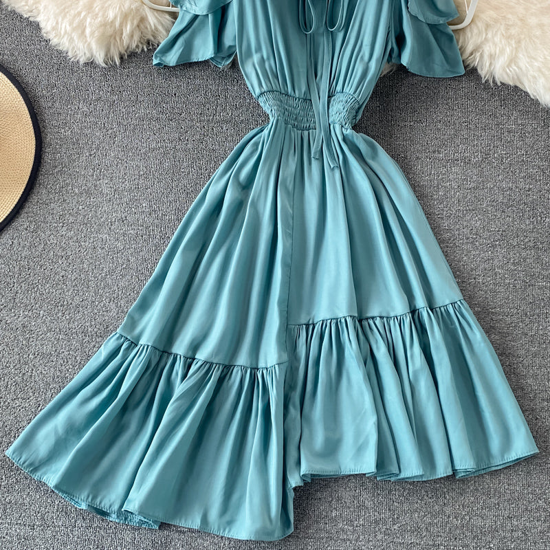 Cute A line irregular dress  623