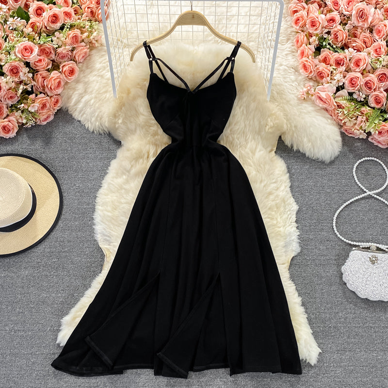 Black A line short dress fashion dress  528